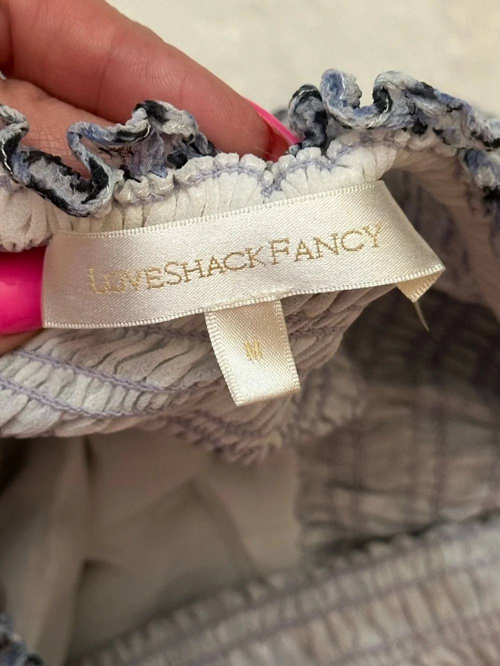 LoveShackFancy Floral Ruffle Smocked Mini Skirt Size Medium 39020
